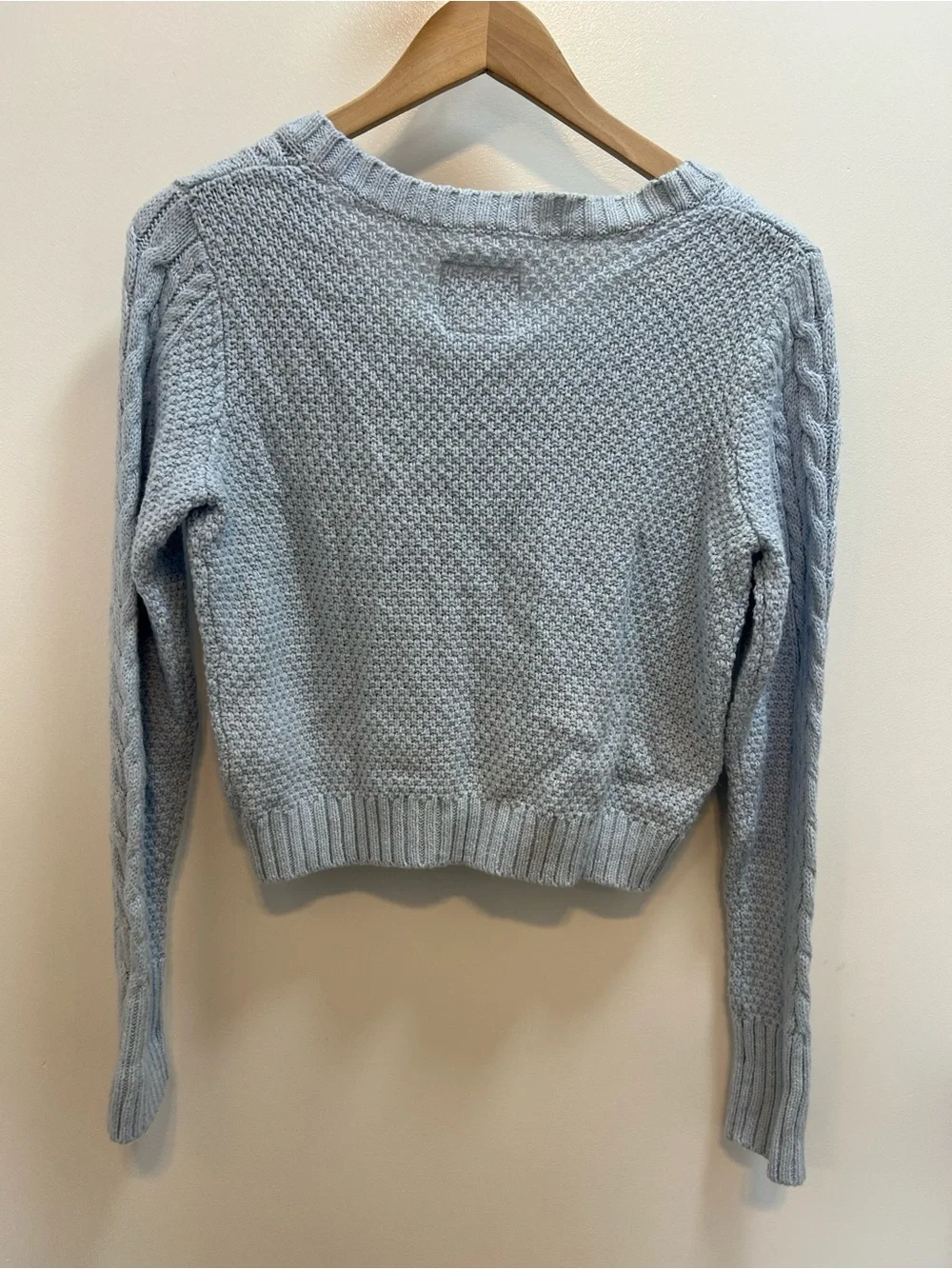 Justice Light Blue Cable Knit Crewneck Sweater